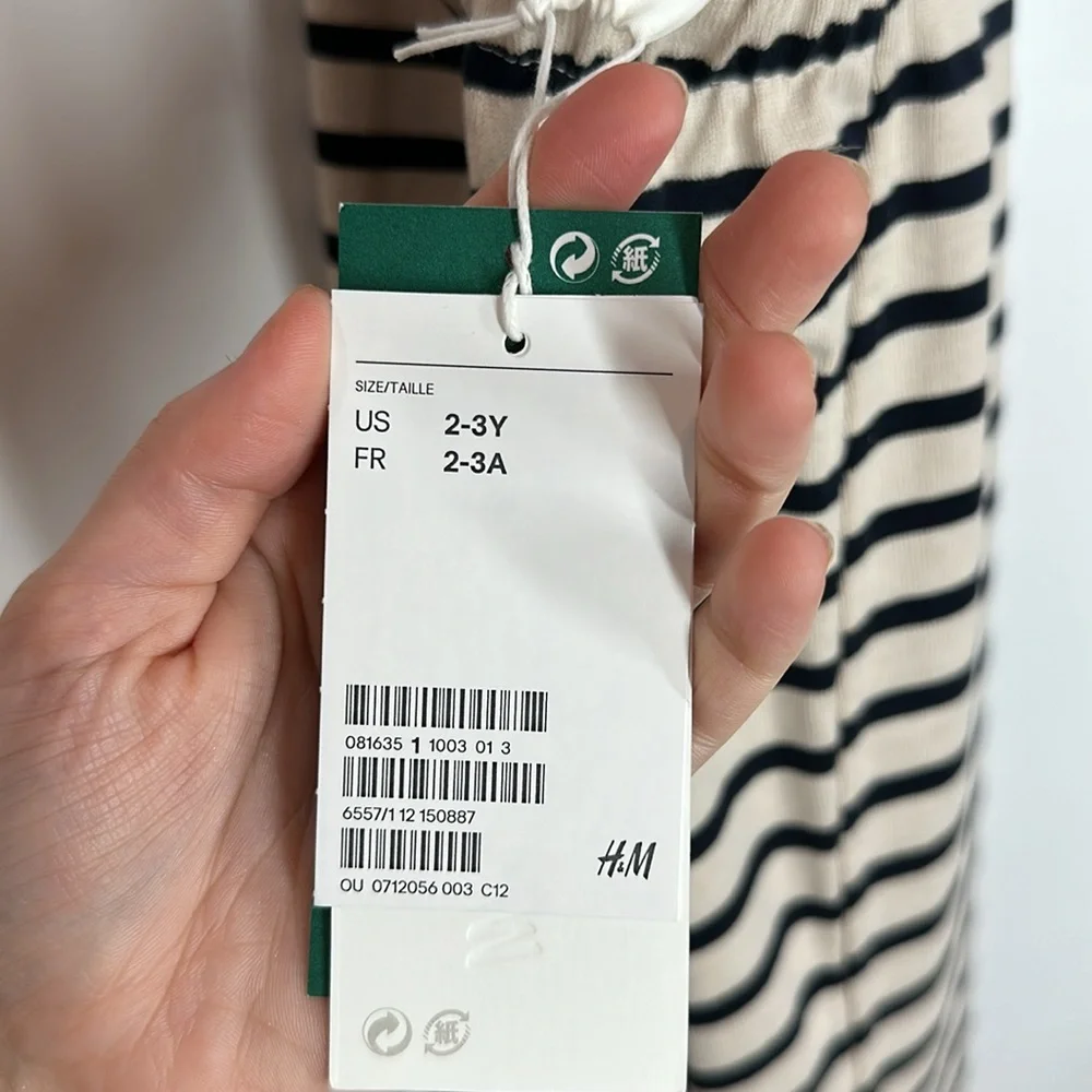 H&M HM | NWT Premium Baby Exclusive 2-3 Y Overalls Striper Navy‎ Cream Jumper